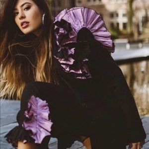 Zara Pink and Black Ruffle Blazer and Pant